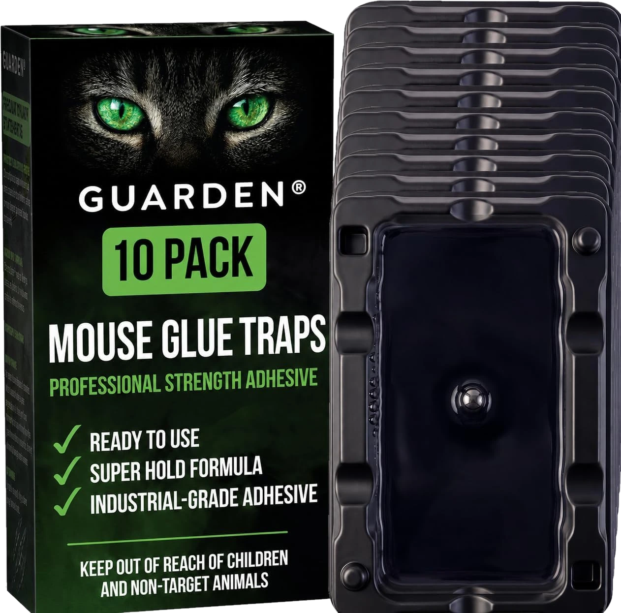 Guarden 10-pack mouse glue traps with retail box and stacked adhesive trays